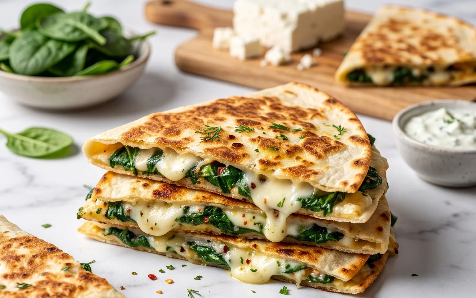 Spinach and Feta Quesadillas