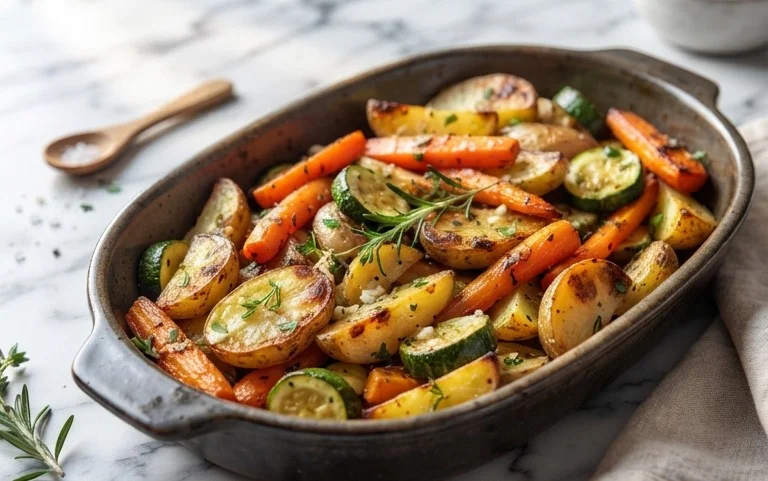 Garlic Herb Roasted Potatoes Carrots and Zucchini