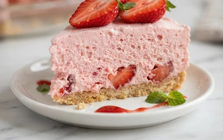 3 Ingredient No Bake Strawberry Cloud Cake