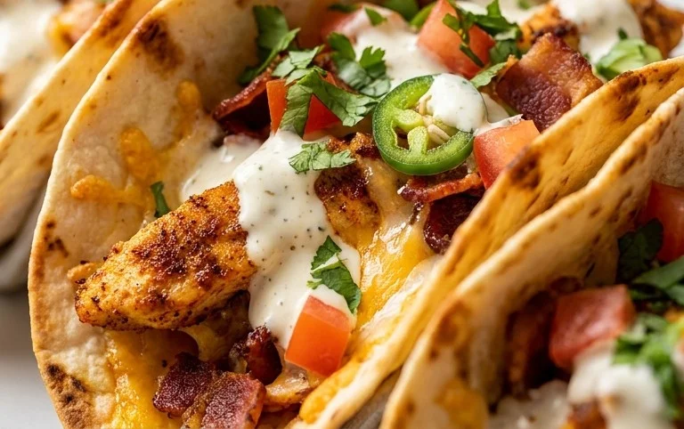 Baked Chicken Beef Bacon Ranch Tacos
