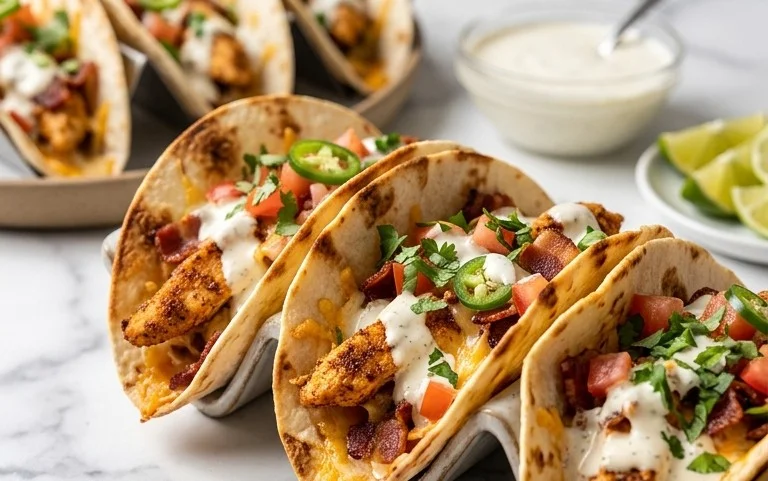 Baked Chicken Beef Bacon Ranch Tacos