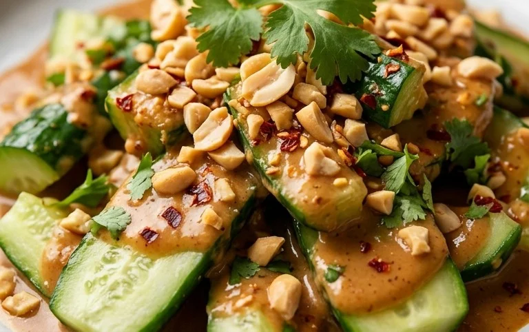 Cucumbers in Spicy Peanut Sauce