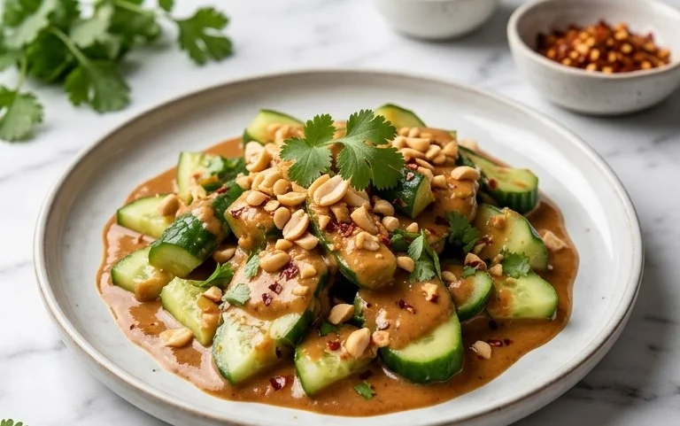 Cucumbers in Spicy Peanut Sauce