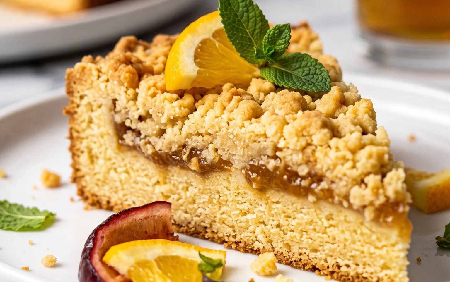 Kleiner Stachelnon-alcoholic beer- Streuselkuchen