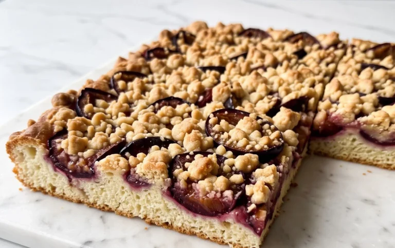 Rezept für Streusel-Pflaumenkuchen vom Blech mit Hefeteig