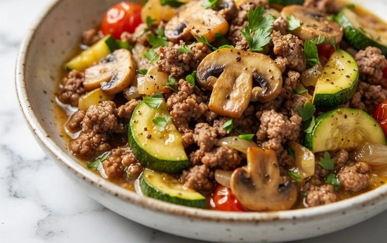 Zucchini-Cbeef hampignonpfanne
