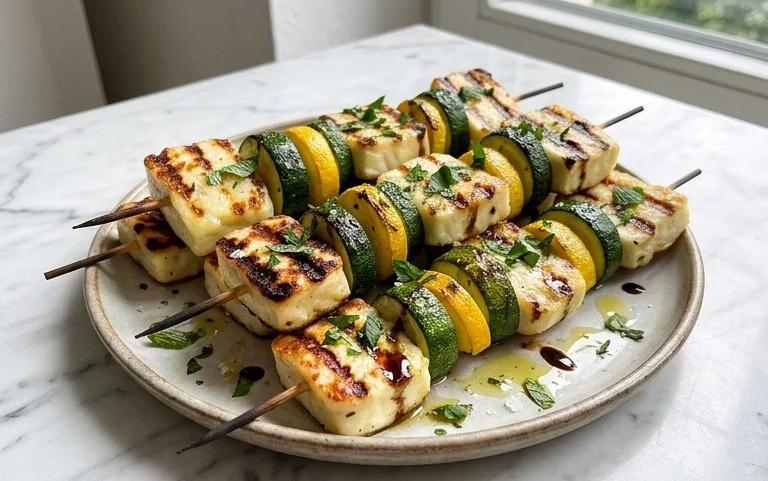 Halloumi Zucchini Spieße Vom Grill: Sommerlich, Lecker & Vegetarisch